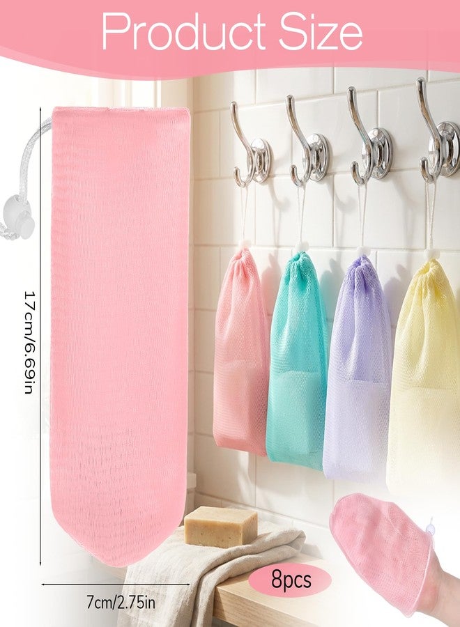 Zelphvt 8 Pcs Mesh Soap Bags for Soap Bars Exfoliating Soaps Net for Bar Soaps Saver Bag for- Facial Cleaning Body Wash Tool Shower Holder - Image 2
